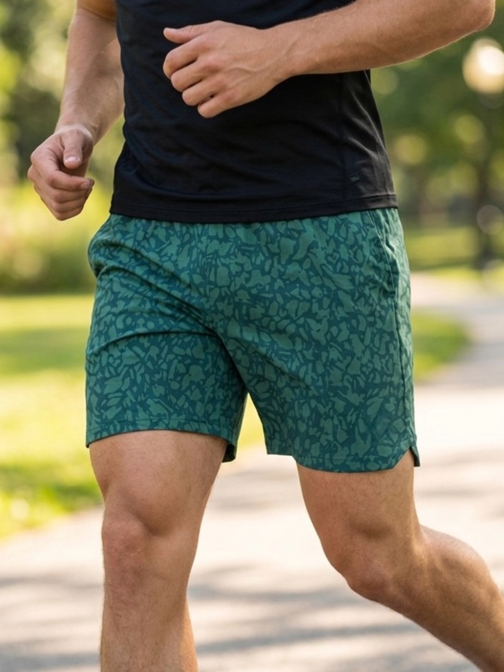 FEAT Clothing AllAround Shorts Green Abstract Pattern NWT Size S